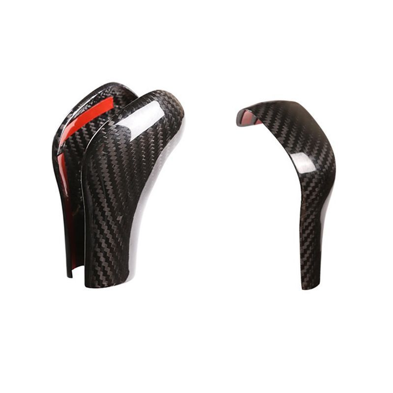 Authentic Real Carbon Fiber Car Gear Shift Knob Trim Cover Sticker For Cayenne 2011-2017 Carbon Fiber Pattern
