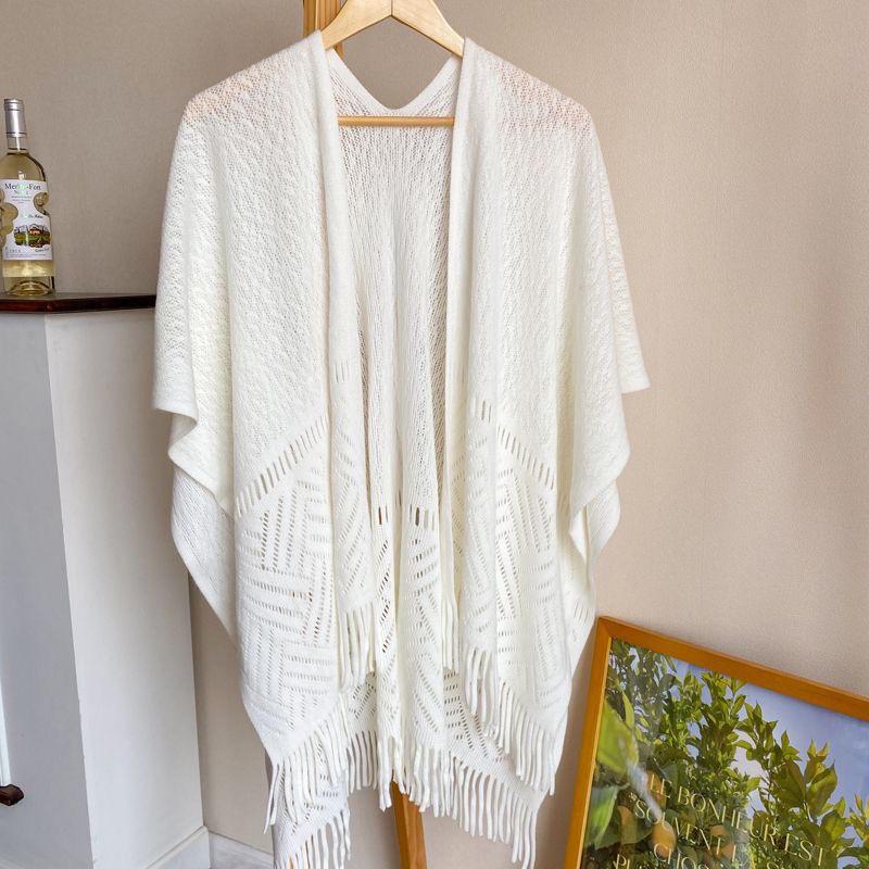 Gradient Tie-Dye Ethnic Shawl Cape - Knitted Women's High-End Travel Outerwear