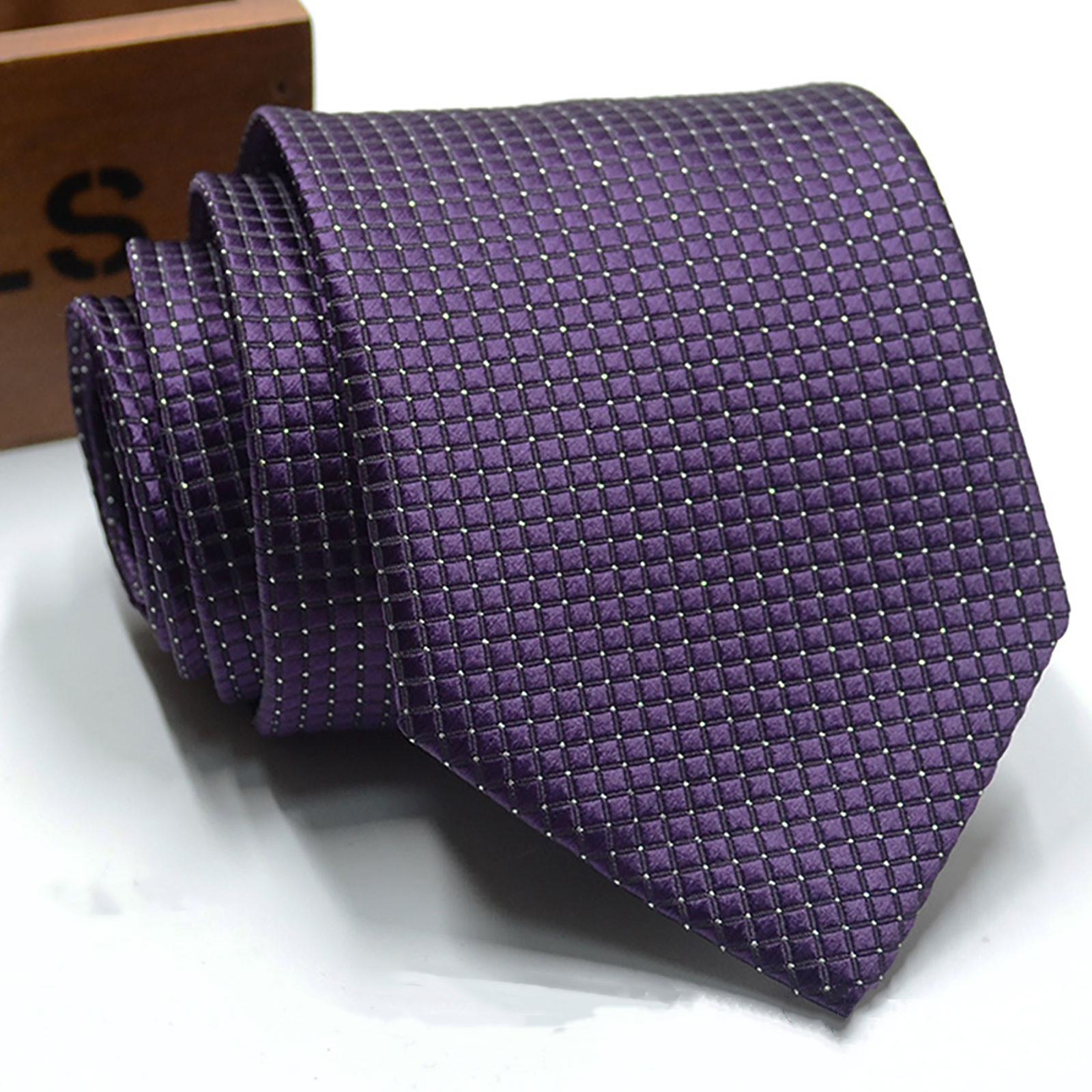 

Шелковые клетчатые галстуки, мужские галстуки для вечеринок, деловые официальные мужские деловые повседневные галстуки One Size фиолетовый