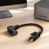 Spare Power Cord for Compatible Consumer Electronics, with a 3-Prong Male End and Left-Angle Three-Slot Female End for Near-Wall Cable Routing