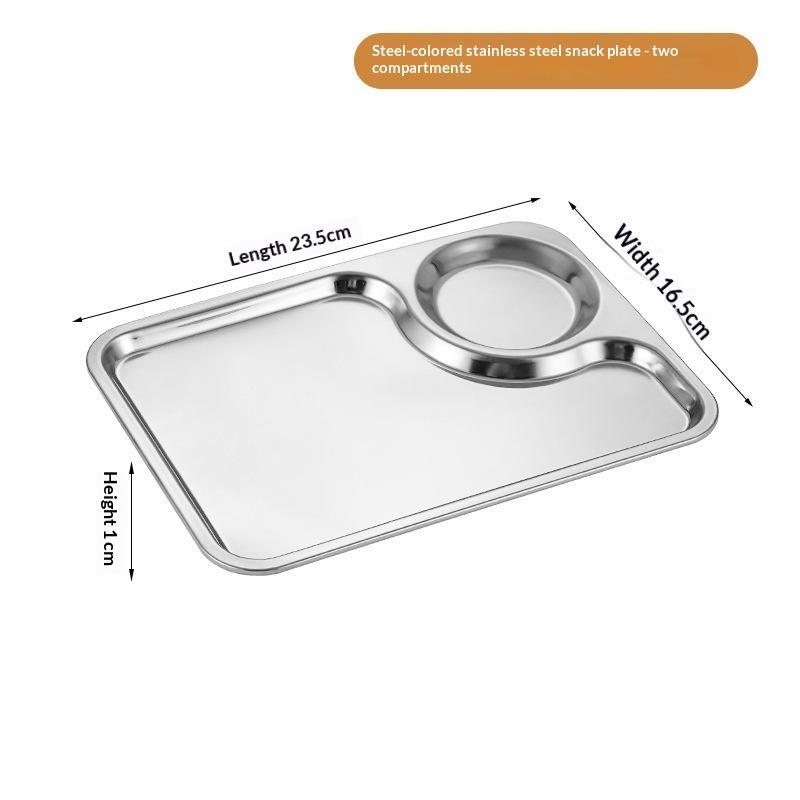 Stainless Steel Barbecue Plate Rectangular Snack Plate Grill Pan Fried Chicken Plate With Dipping Tray Dumpling Plate