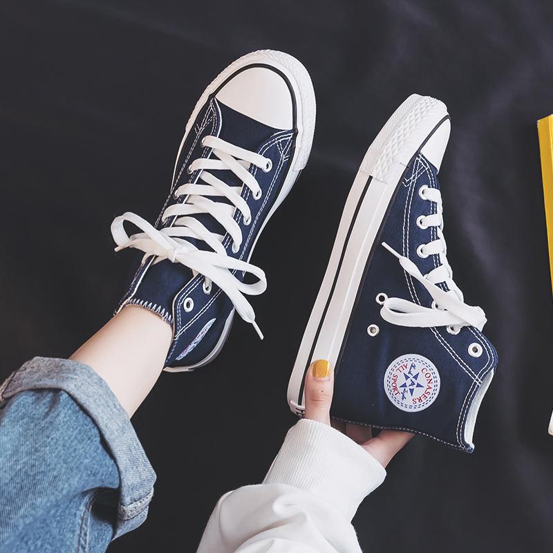 High-top Canvas Shoes Women's Spring and Autumn New Student Korean Version Couple Trendy Harajuku Men's Shoes Comfortable Ins Board Shoes