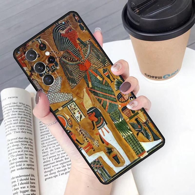 Egypt Pharaoh Mural Phone Case Cover For Samsung Galaxy S24 S25 Ultra S21 S22 Ultra S10E Note 10 Plus Note 20 FE S23