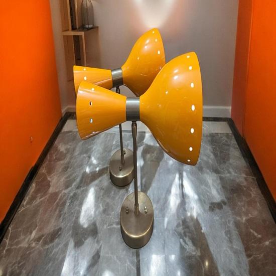 Yellow Sputnik Wall Sconce Italian Double Wall Light for Bathroom, Vanity, or Kitchen Mid-Century Modern Home Decor