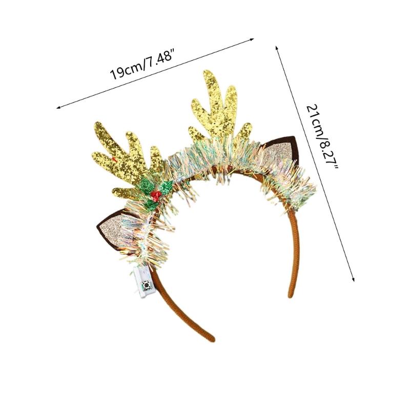 Flashing Christmas Headband with Built-in LED Light New Year Headgear Festive Hair Accessories for Holiday Parties