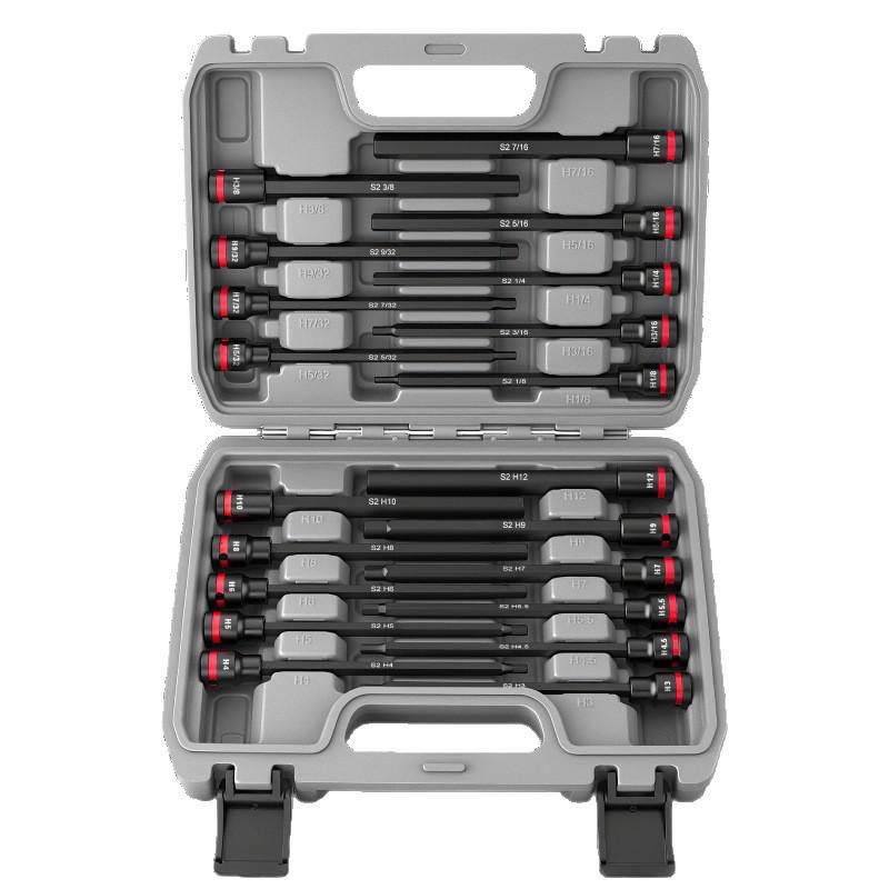 20-Piece 3/8 Extended Metric & Imperial Hex Socket Screwdriver Set with Mid-Fly Internal Hex Bits & Wrench Tools