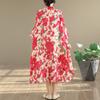 DIMANAF New 2026 Women Plus Size Spring Summer Beach Button shirt Dress Lady Loose Oversize Maxi long Floral Print Cotton