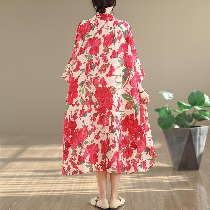 DIMANAF New 2026 Women Plus Size Spring Summer Beach Button shirt Dress Lady Loose Oversize Maxi long Floral Print Cotton