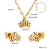 Fashion Bridal Gold Stainless Steel Pendant Necklace Earrings Jewelry Set for Women Plated18k Gold Necklace and Studs Earrings