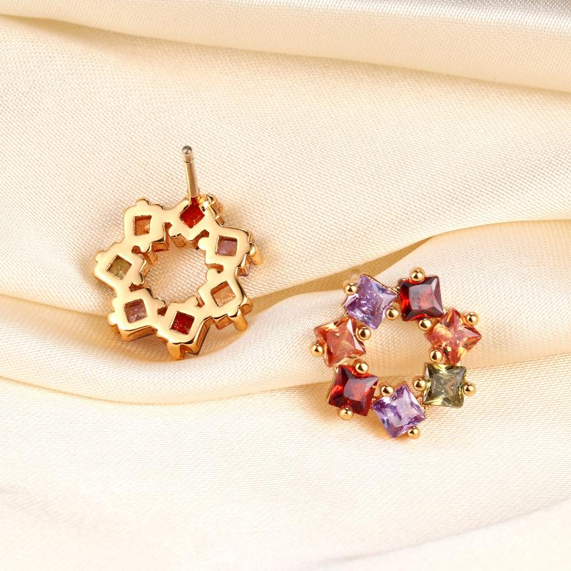 Hot-selling European and American style natural color treasure round ring earrings, small fragrant style earrings