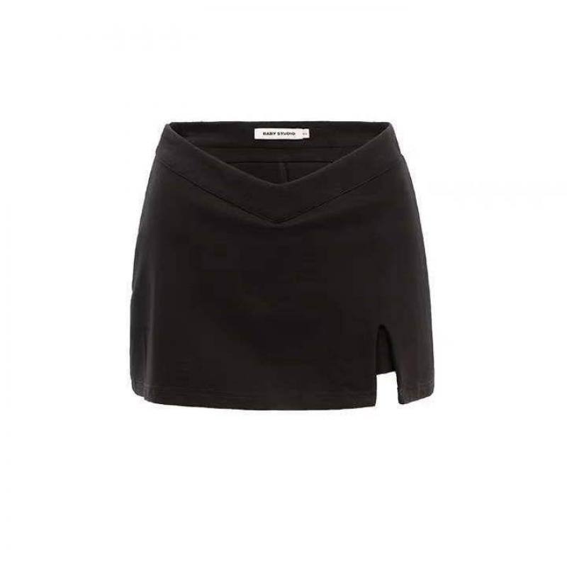 Sexy dělená sukně Dámská mini sukně A-line Léto Nové Retro Černé Šortky Vysoký Pas Úzké boky Široké nohavice Dámské