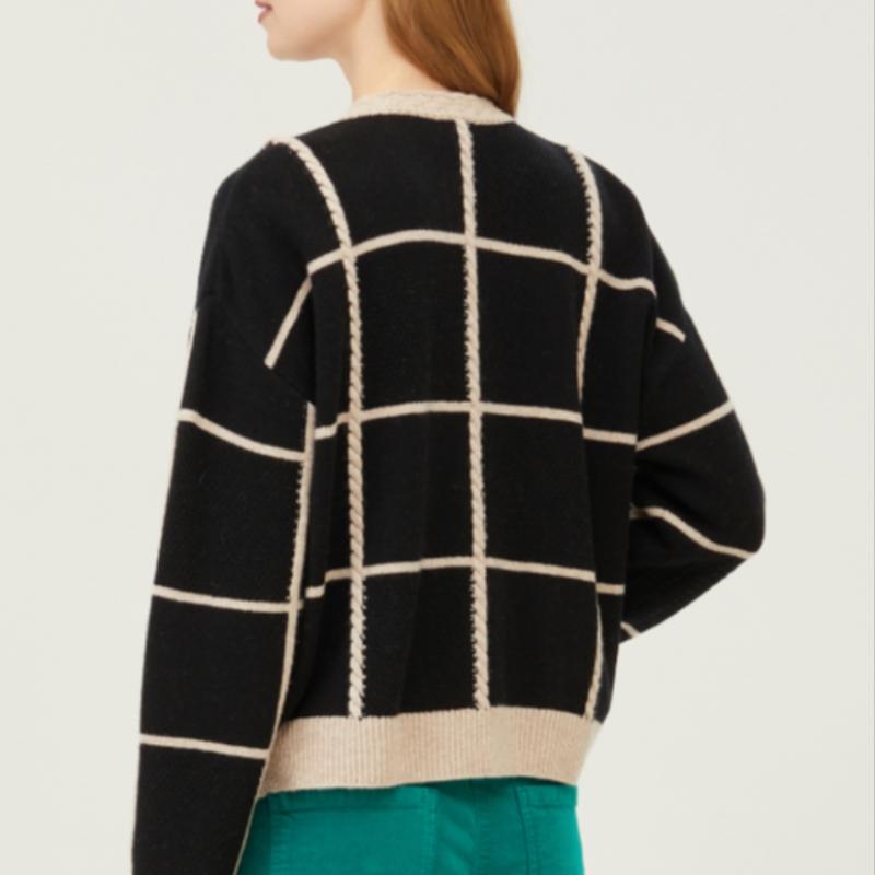 Benetton Cardigan tricotat cu guler rotund și intarsii Benetton Bakca2511