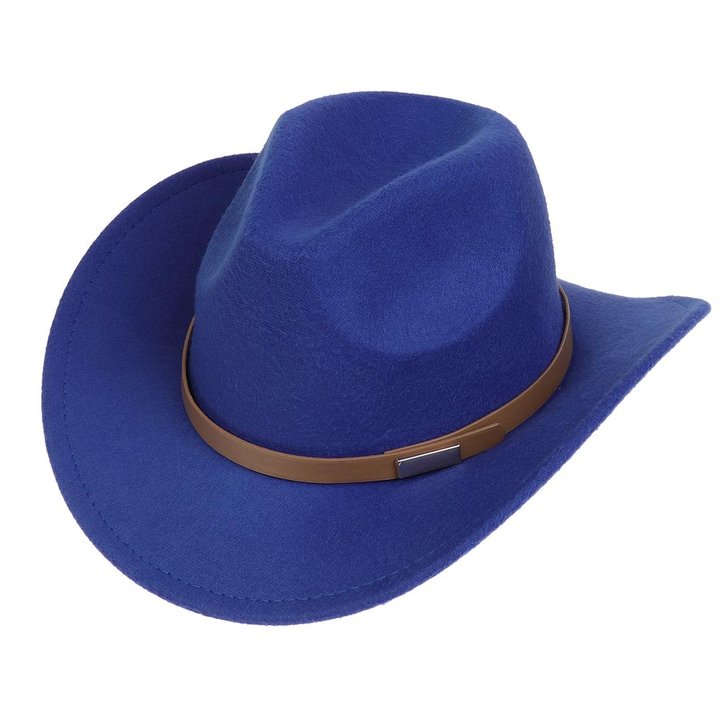 Women Men Western Cowboy Hat, Wide Curved Brim Felt Cowgirl Hat, Vintage Jazz Riding Hat, Removable Hat Belt, Head Circumference 56‑58cm
