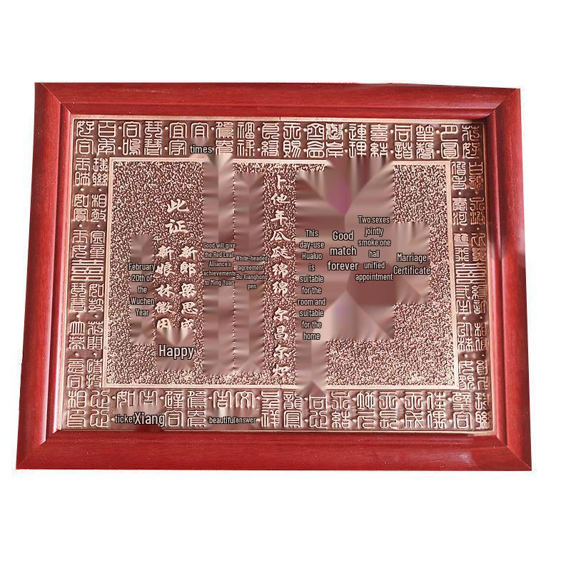 Ancient-Style Chinese Wedding & Engagement Copper Certificate Invitation Card