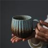 Japanische Retro Keramiktasse Vertikal gestreifte Grobkeramik Wasserbecher Hochwertige Kaffeetasse Nachmittagstee-Tasse