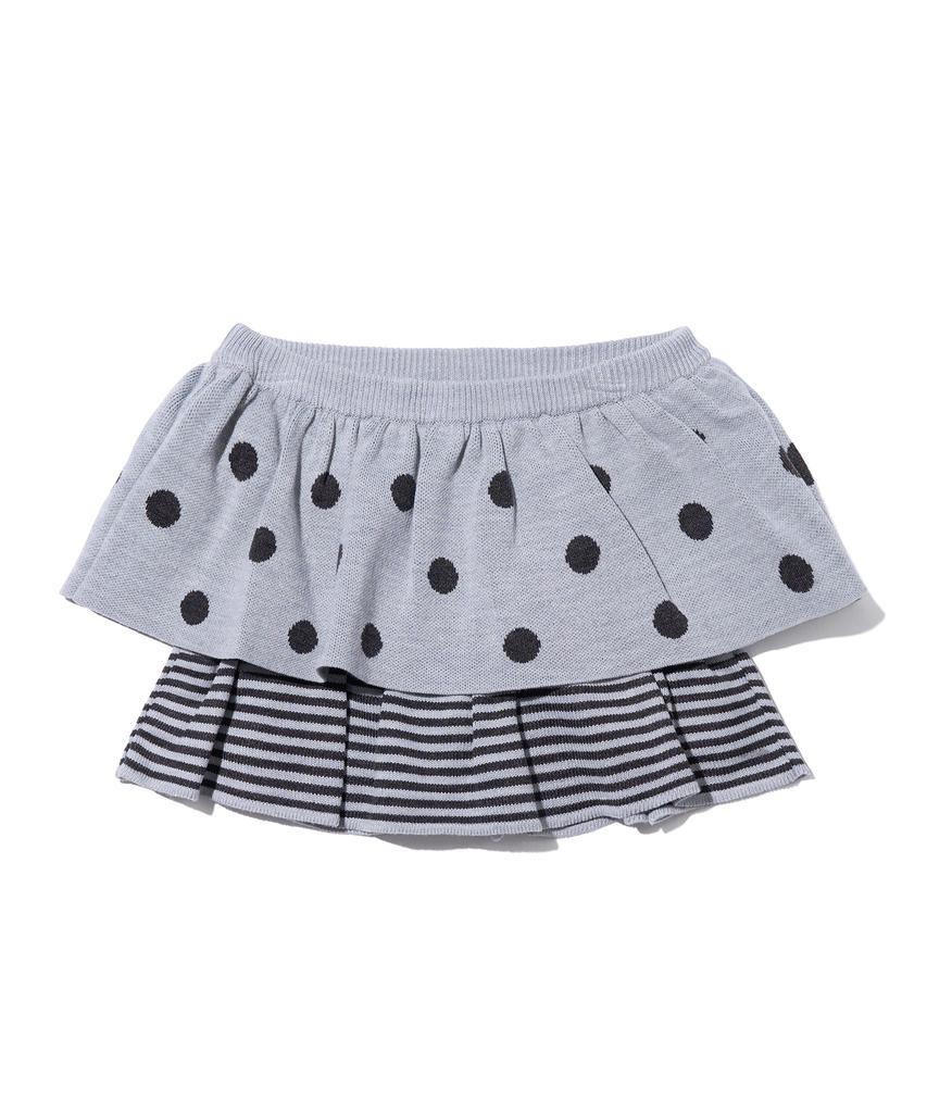 Yuhee Dot Pattern Ruffle Knit Skirt Gray