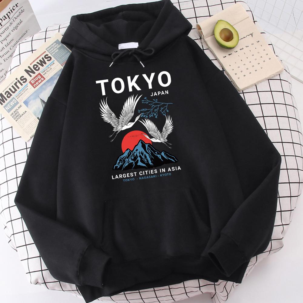 Tokyo Nagasaki Kyoto Kranberg Bedruckte Sweatshirts Herren Einfach Herbst Kapuzenpullover Street Warmes Hoodie Weiche Modekleidung