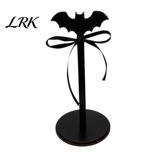 Solid Wood Standing Rack Halloween Paper Towel Roll Holder, Ghost/Pumpkin/Witch's Hat/Bat Decor, Fall Seasonal Kitchen Storage Durable Reel