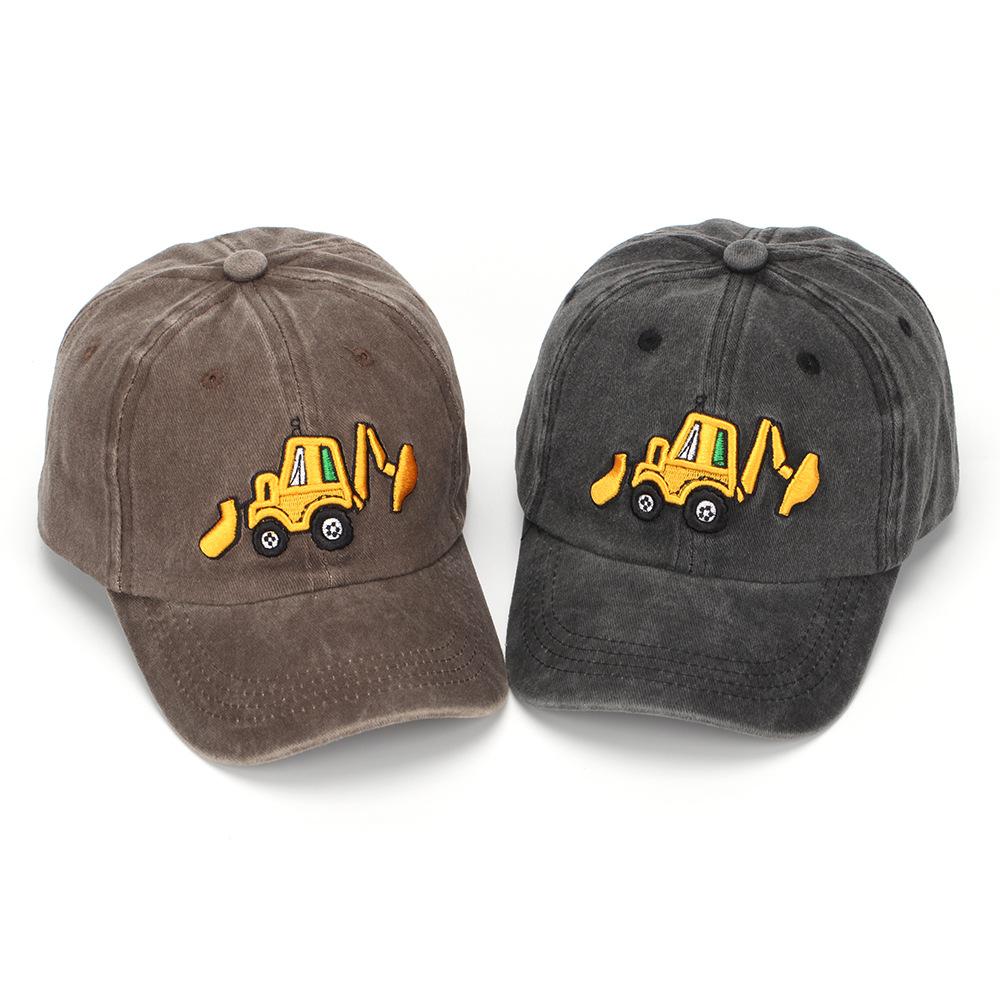 Kinder Baumwoll Baseballkappe mit Cartoon Bagger Stickerei Unisex Kinder Gebogener Schirm Sonnenhut für Jungen Mädchen Outdoor Spiel Bequem Atmungsaktiv