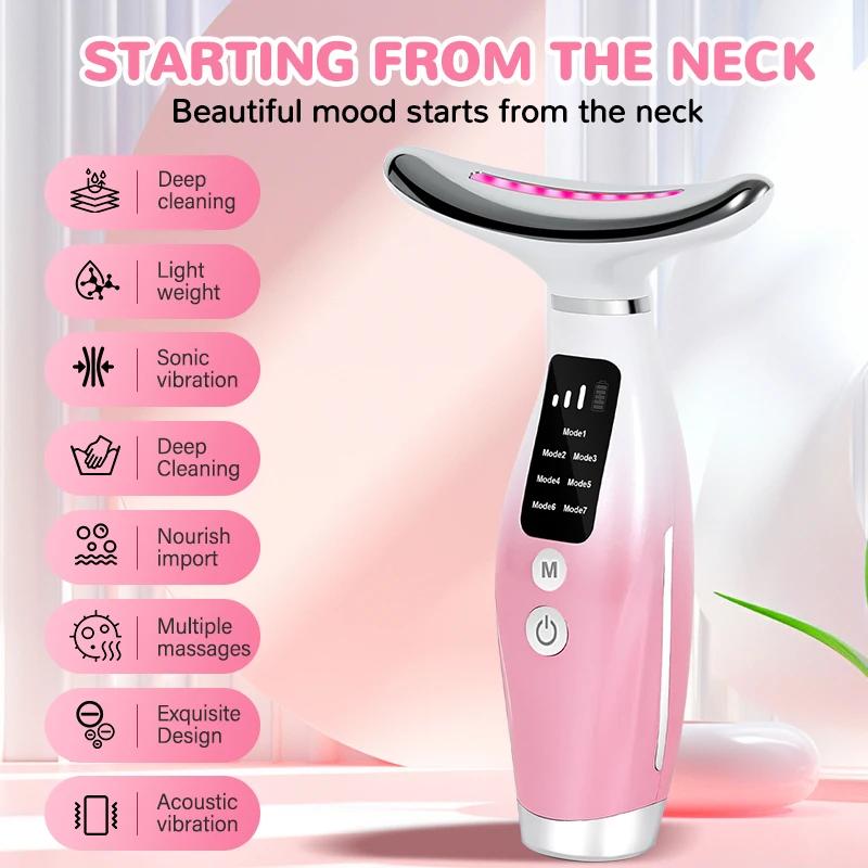 Neck Face Lifter EMS Neck Face Lifting Massager Skin Tighten Device LED Photon Therapy Anti Wrinkle Double Chin Remover 7 Modes