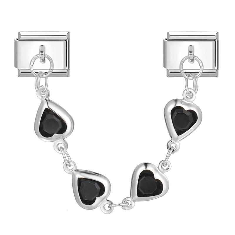 Star Butterfly Heart Zircon Round Pearls Tassel Chain Italian Charm Links Fit 9mm Bracelet Stainless Steel Women DIY Making Gift
