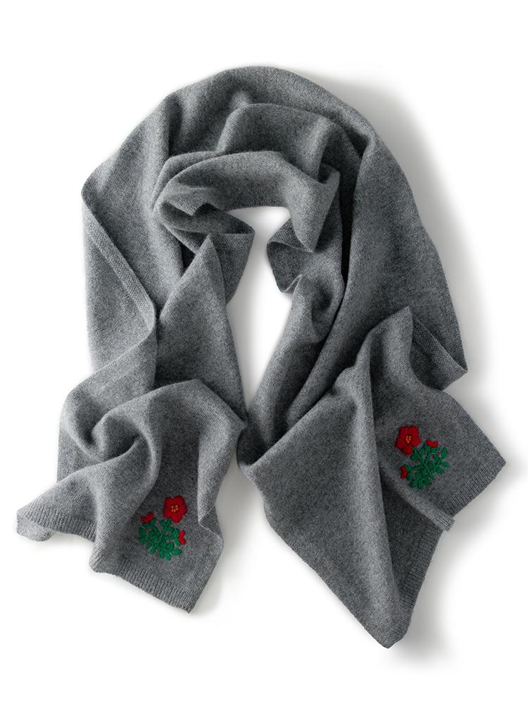 Spring Cashmere 35% Scarf Hand Embroidered flower Scarves Wool Cashmere Women Must Have Light Outer Shawl Fall Present 150*30cm