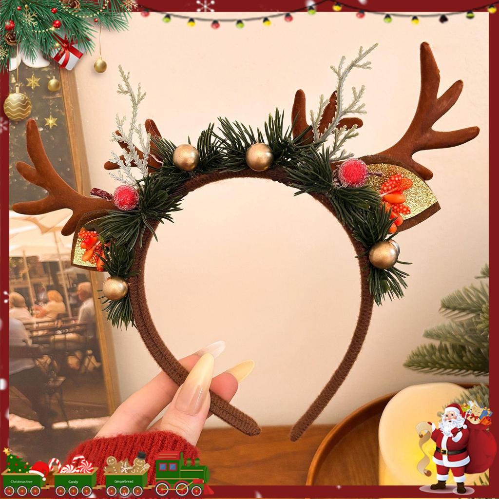 Serre-tête Bois de Renne Style Mori - Accessoire de Cheveux de Noël Mignon pour Femmes & Enfants