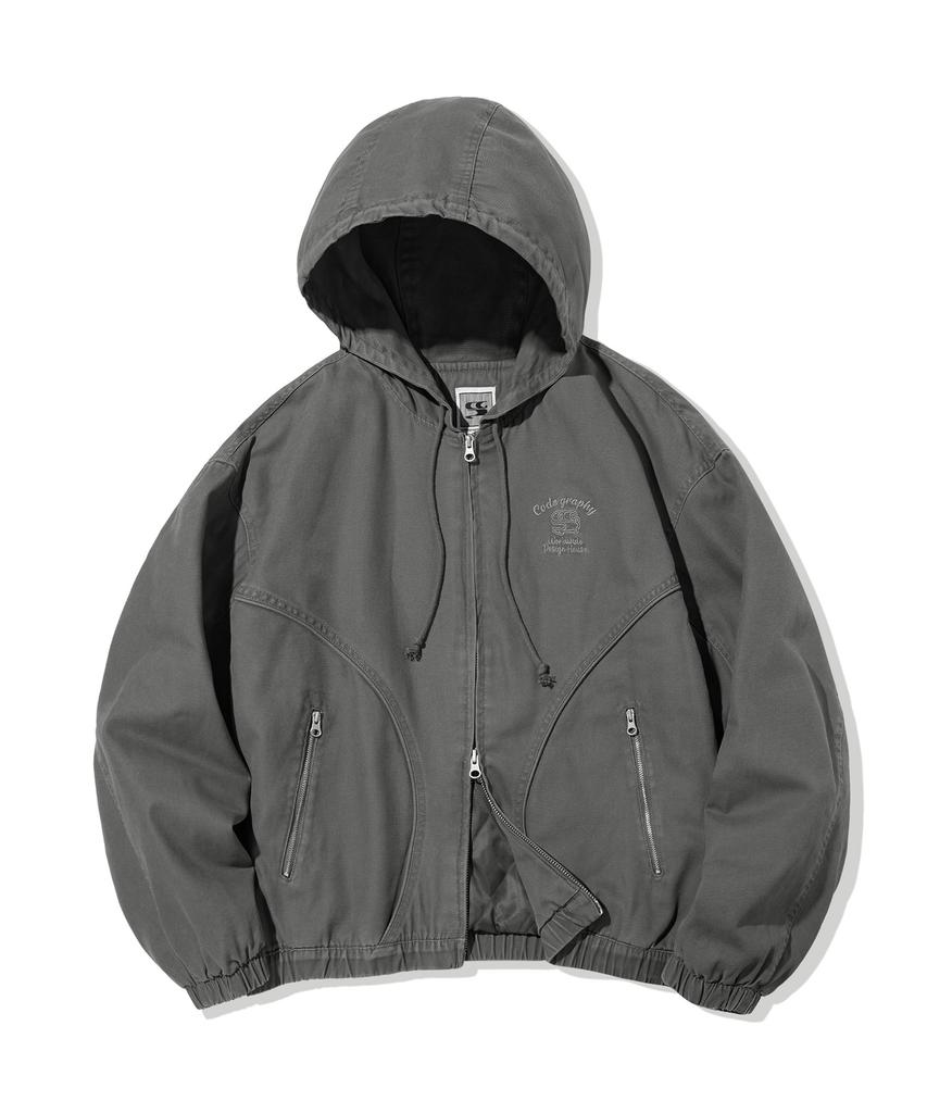 Cgp (Women) Washed Cotton Zip-Up Hoodie_Charcoal