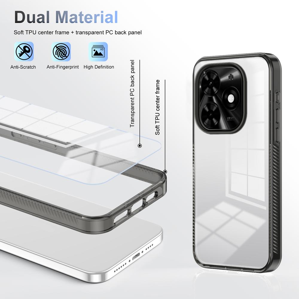 KEYSION Transparent Case for TECNO Spark Go 2024 20 Pro 20C TPU+PC Anti-slip HD Clear Shockproof Phone Cover for Tecno Pop 8