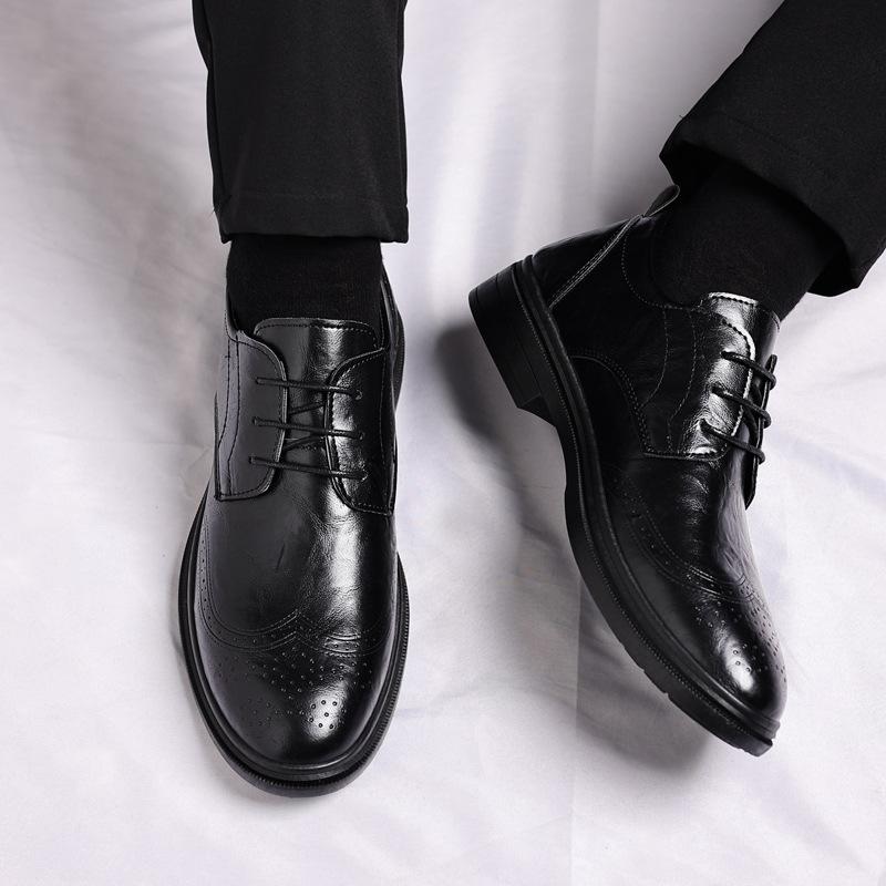 2025 New Spring Men's Shoes Business Casual British Block Leather Shoes Men's Wedding Shoes Douyin Live