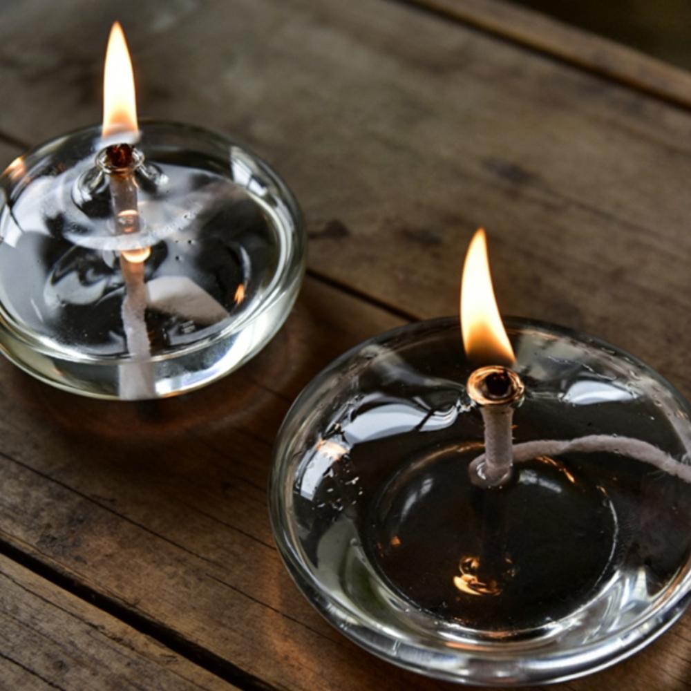 Creative Round Glass Candle Holder Smokeless Butter Lamp Wedding Dinner Table Decoration Ornaments for Modern Household