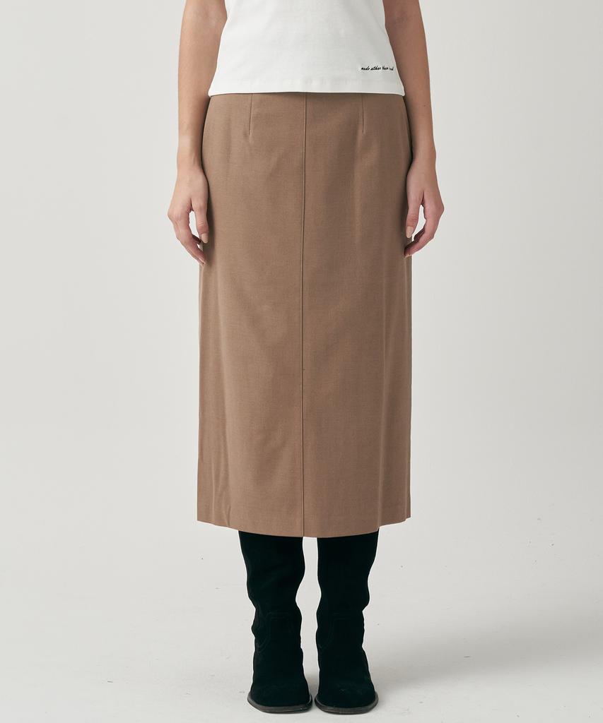 MOTT Autumn Wool Basic Slit Skirt - Beige