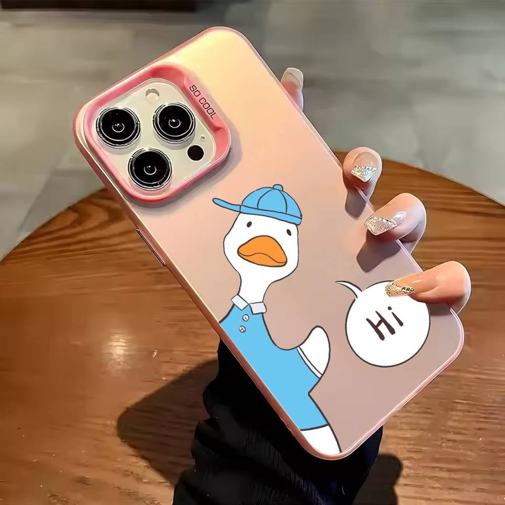 cute duck couple wallpaper Phone Case For iPhone 17,16,15,14,13,12,11,Pro Max,Plus Candy Silver Cover