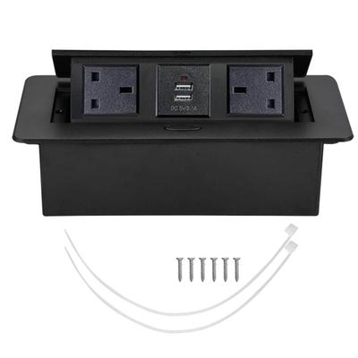 Desktop Popup Socket Desktop  Up Socket 2 X 3 Prong 2 X USB Ports Multifunctional Tabletop Popup Outlet for Home Hotel