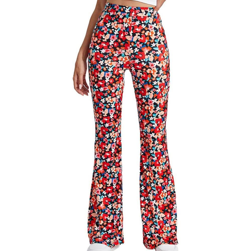 

GMXIA Летние женские расклешенные брюки с цветочным принтом XXXL