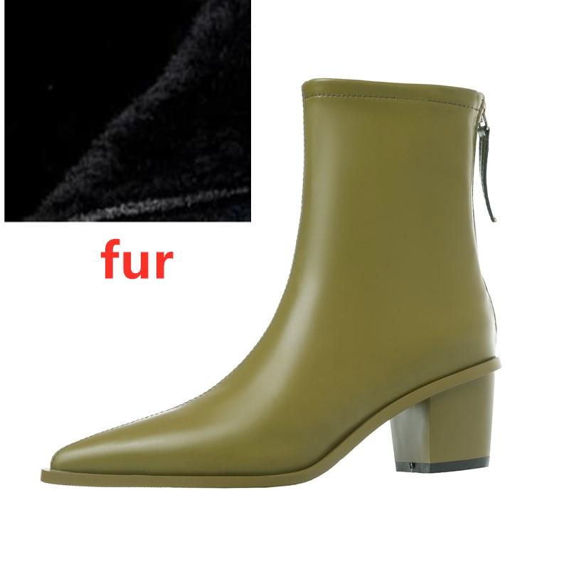 

Fashion AIYUQI Women s Ankle Boots Pointed Toe 2025 New Block Heel Women Boots Large Size Rear Zipper Female Short Boots 43