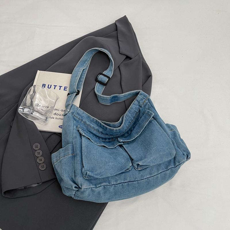 Women's Large Capacity Commuter Tote Bag Denim Shoulder Crossbody Bag