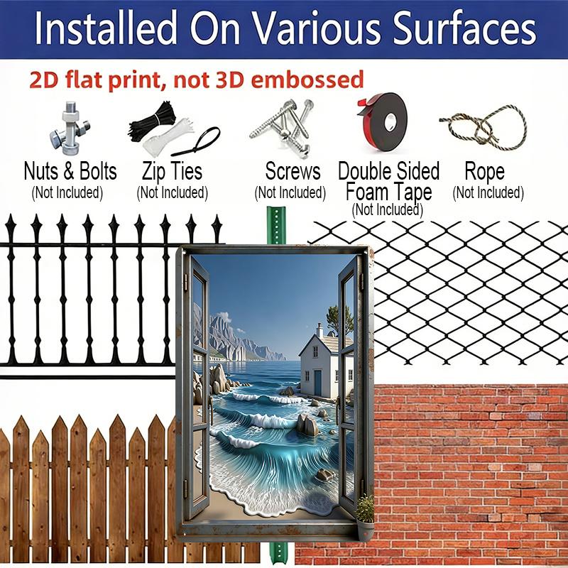 2D Flach 1 Stück Meeresblick Villa Aluminium Dekoration Plakette, Küsten Strandhaus Muster Schild, Heimdekoration, Wohnzimmer Dekoration, Schlafzimmer Dekoration, Veranda Dekoration und