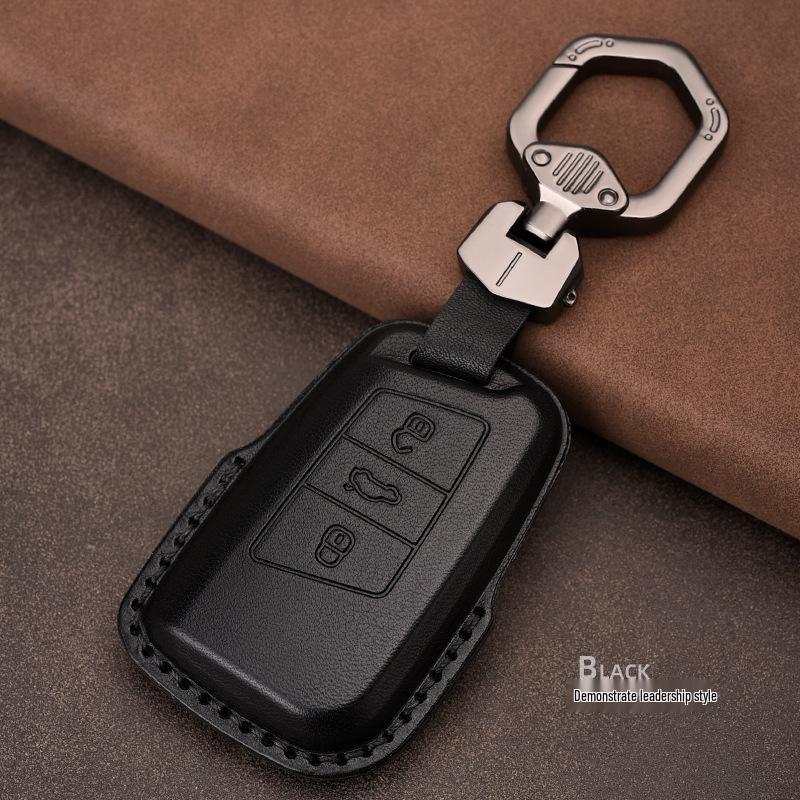 Genuine Leather Car Key Cover for Volkswagen: Fits T-Roc, Teramont, Tiguan, CC, Bora, Golf 7, Golf 6, Lamando.