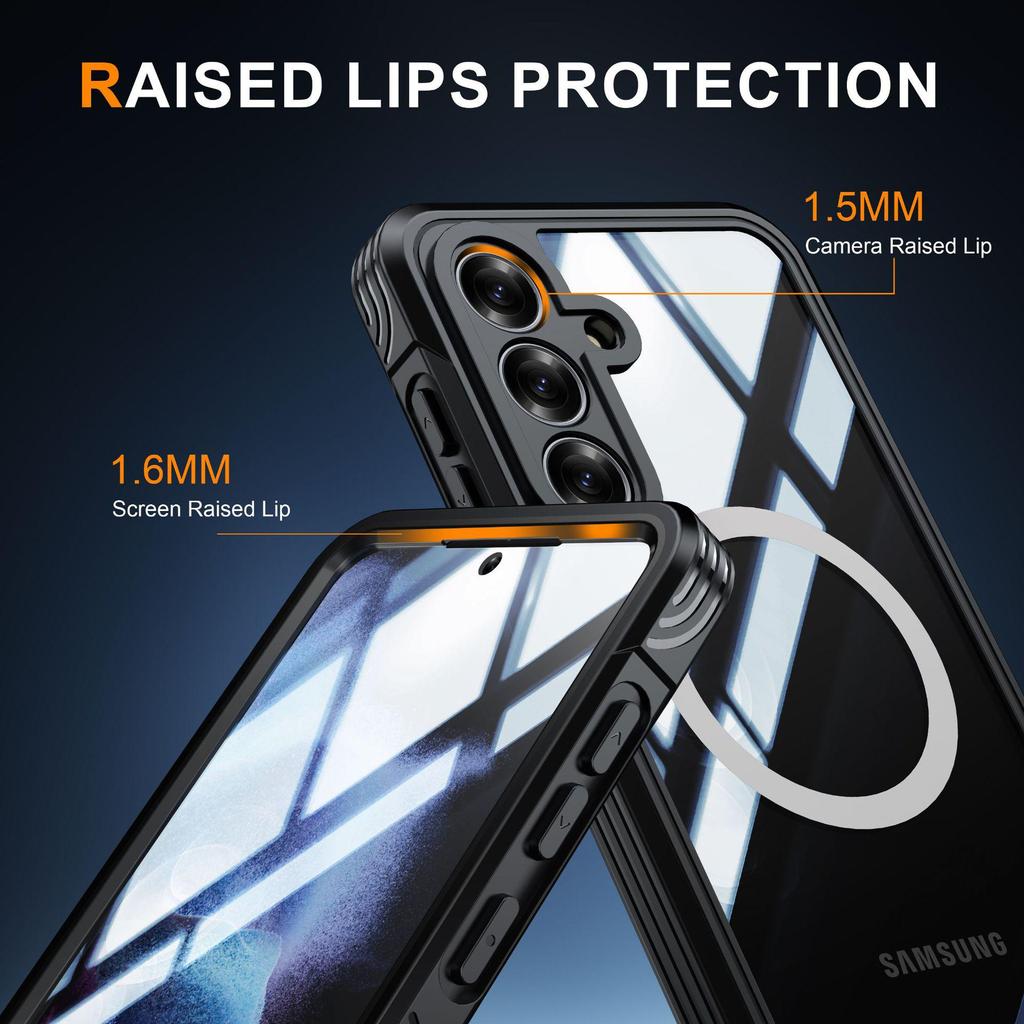Samsung S25 FE Hülle: Neuer Anti-Drop Transparenter Magnetischer Saugnapf mit Displayschutz aus gehärtetem Glas
