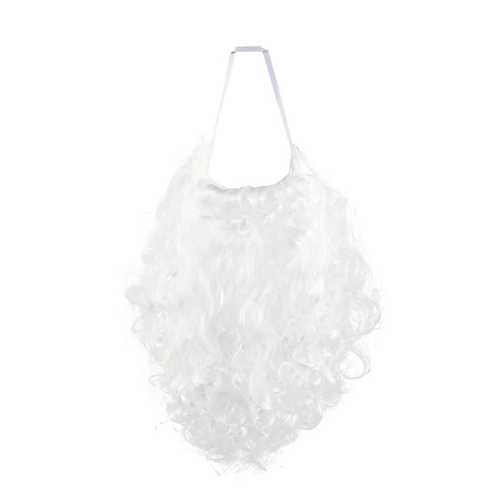 Synthetic Long Santa Wavy Fake Beard White Mustache with Elastic Band Christmas Costume Party Cosplay Christmas Decorations Mustache or beard