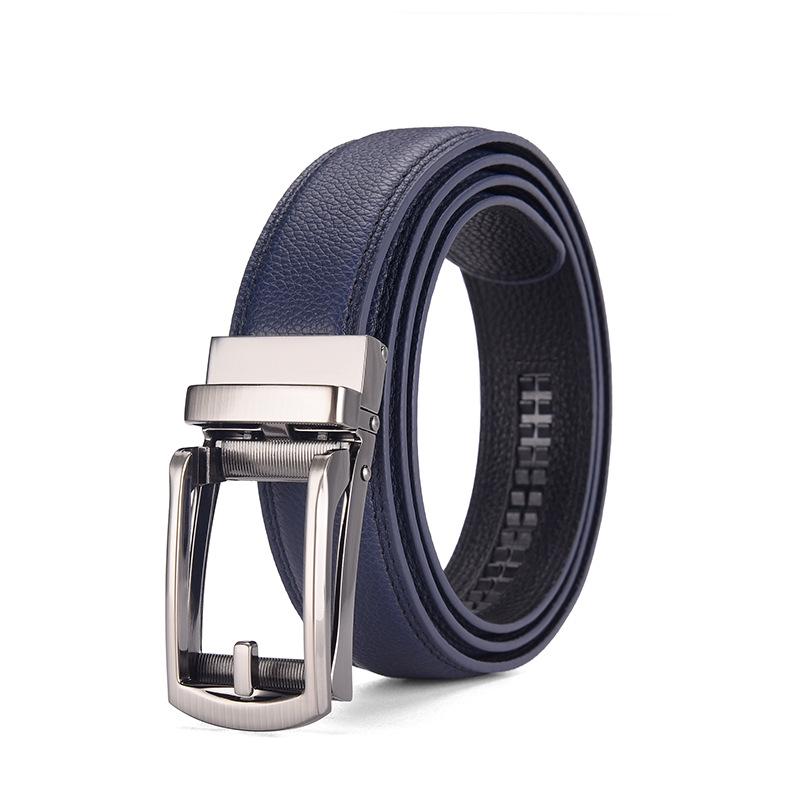 Men's Faux Leather Belt with Automatic Alloy Buckle, Versatile for Suits and Jeans