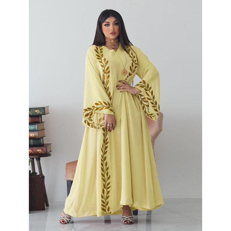 Middle East Fashion Chiffon Oversized Embroidered Dress