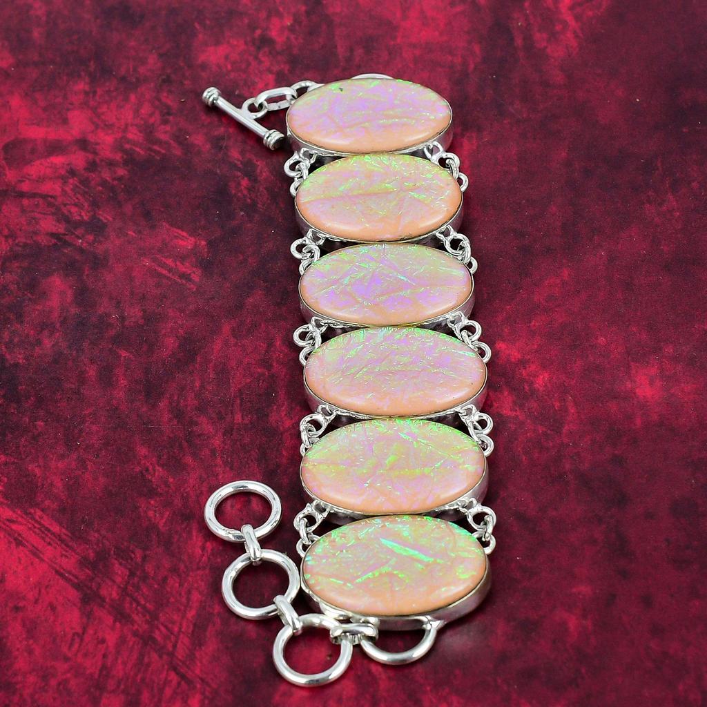 Orange Australischer Triplet-Opal Handgefertigter Schmuck, 925 Massiv Sterlingsilber, Bezaubernder Edelstein Armband Schmuck, Zierlicher Schmuck Geschenk für Ehefrau
