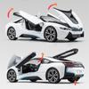 1/22 BMW I8 New Energy Car Alloy Sports Car Model Diecast Metal Racing Car Vehicles Model Simulation Sound Light Childrens Toys Gift