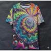 Psychedelic Fractal 3D Print Men Tee Colorful Abstract Crew Neck Casual Shirts Multi Styles