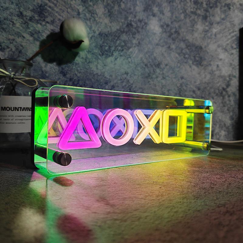 

Неоновые вывески, 3D светодиодная настольная лампа, красочное тысячеслойное зеркальное освещение, для киберспорта, спальни, дня рождения, вечеринки
