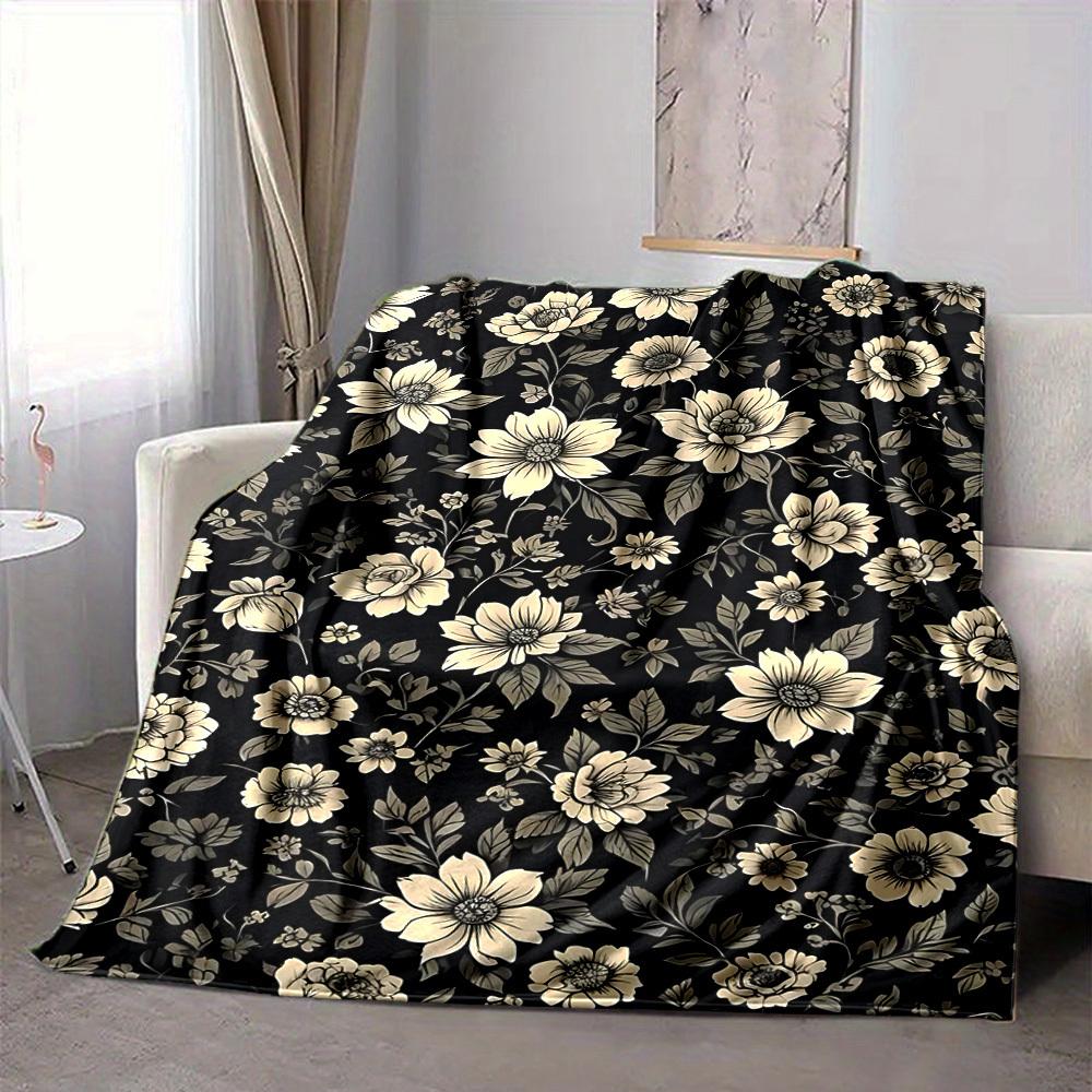1pc Floral Pattern Lightweight Flannel Blanket, Comfortable and Warm Blanket, for Office and Camping Sofa Bed, Livingroom143