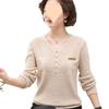 Thin Knit Sweater Women Fashion Collar Middle Age Ladies Long Sleeve Base Layer Top