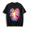 Tropical Sunset Flamingo Heart Print Casual Vacation T-Shirt Pure Cotton T-shirt